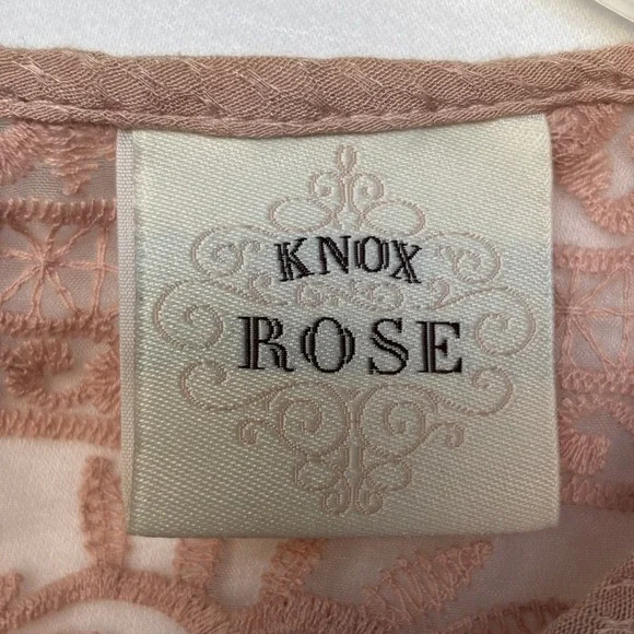 Knox Rose Womens M Dusty Rose Ruffle Lace Trim Sleeveless Top Boho Cottagecore - Picture 2 of 7